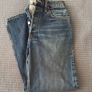 Re/Done Women's Blue Straight Jeans